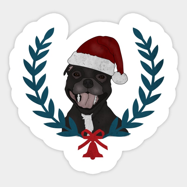 Xmas Pitbull Santa Claus Dog Lover Sticker by logiamerch
